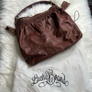 Y2K Brown Lucky Brand Slouchy Shoulder Bag Purse with Dust Bag